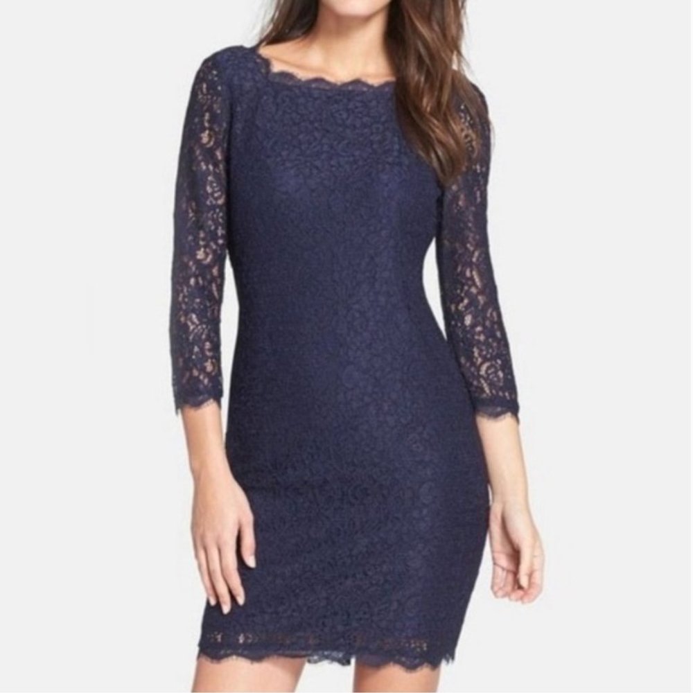 Adrianna Pepell Deep Purple Lace Sheath Dress 12P